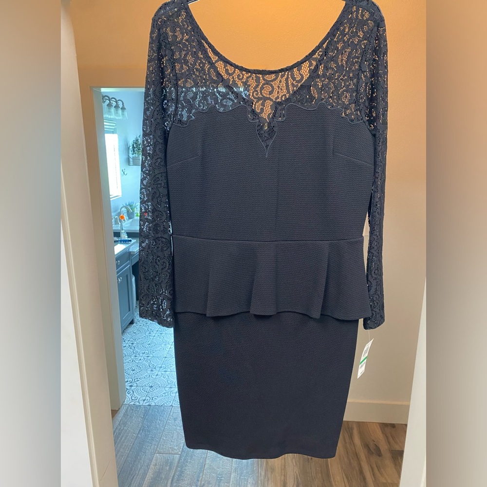 Elegant Lace Overlay Black Dress